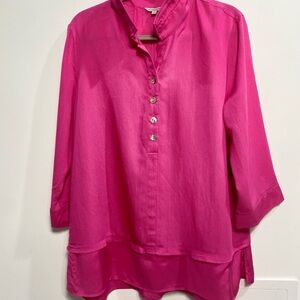 NWT John Mark Pink with mother of pearl buttons 3/4 Sleeve Blouse